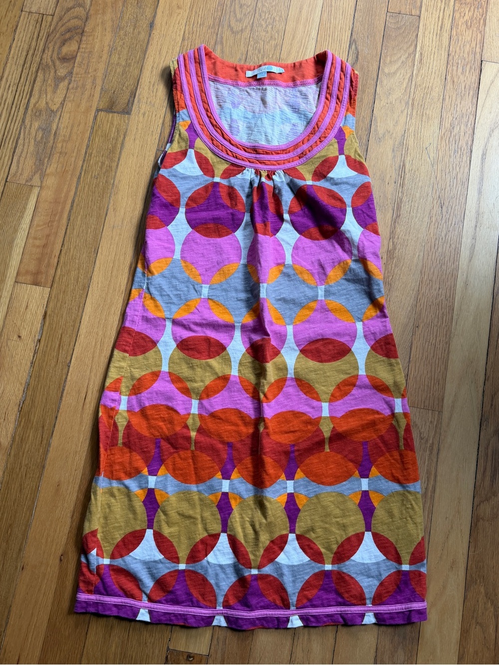 Boden pink and orange circle print dresses